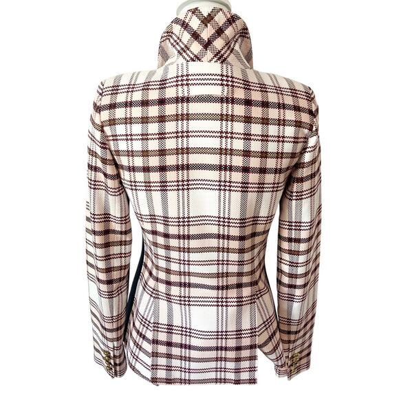 Smythe Patch Pocket Tuxedo Stripe Blazer Blush Plaid Check Pink Black Size 4 - Picture 6 of 9